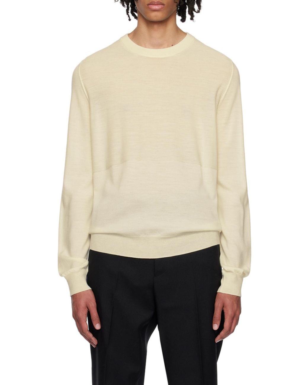 Jil Sander Natural Crewneck Long-Sleeved Jumper for men