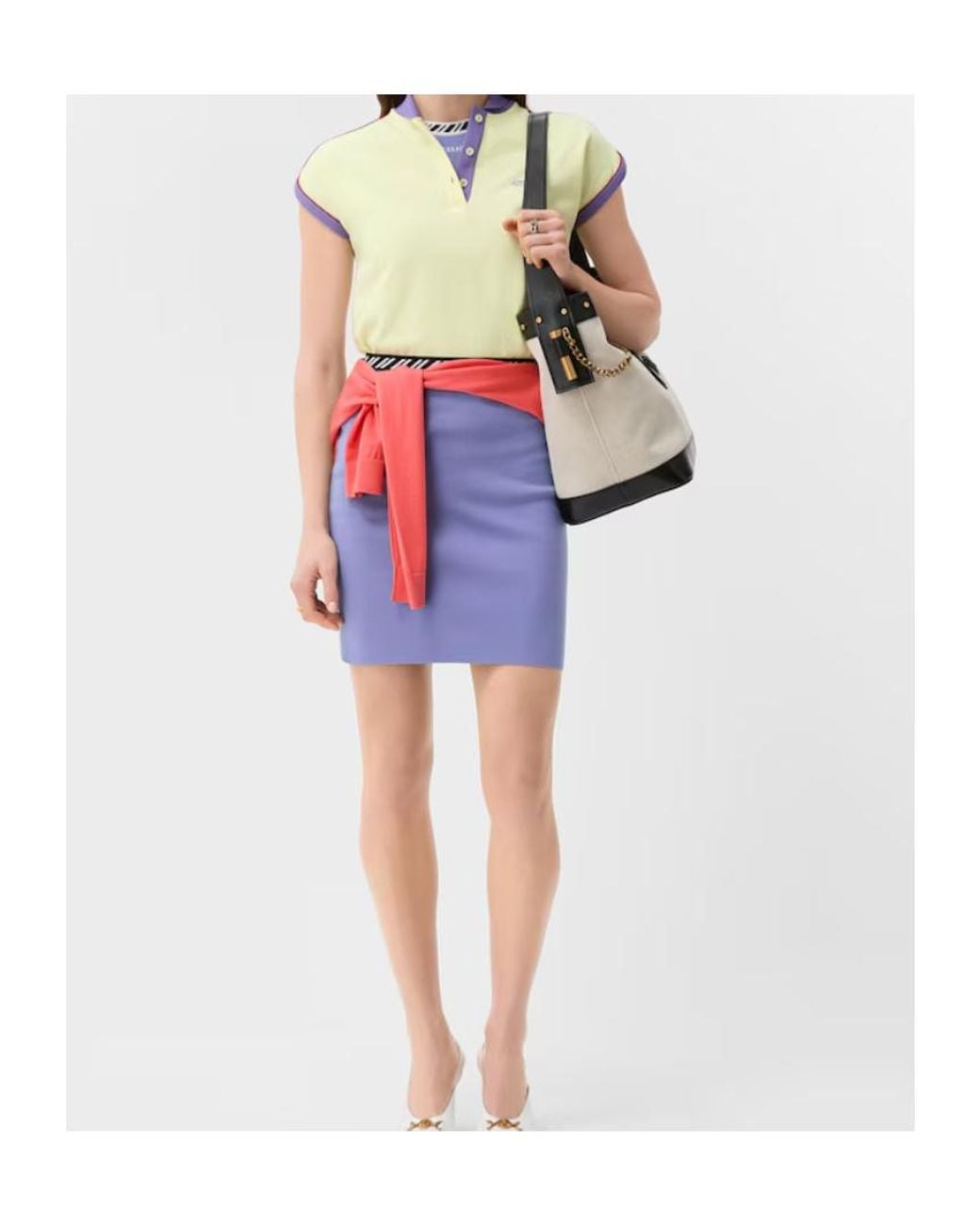 Versace Yellow Embroidered-Logo Piqué Polo Shirt