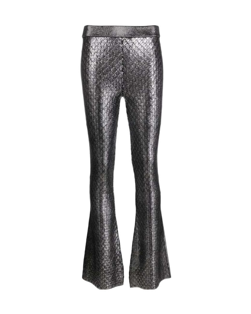 Rabanne Gray All-Over Patterned Flared Trousers