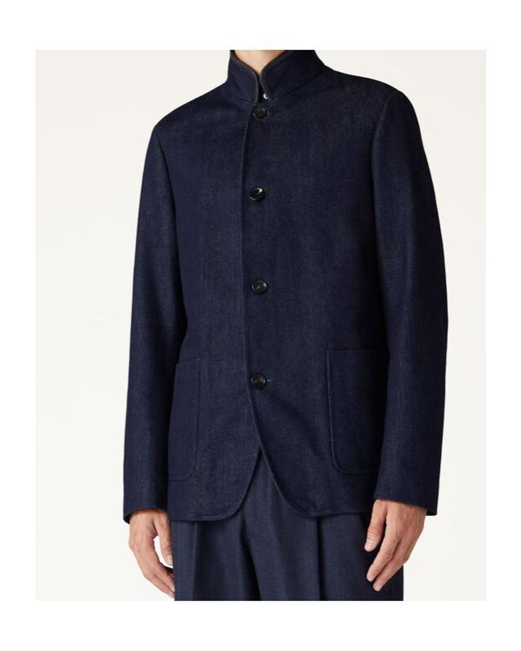 Loro Piana Blue Long Sleeved Button-Up Jacket for men