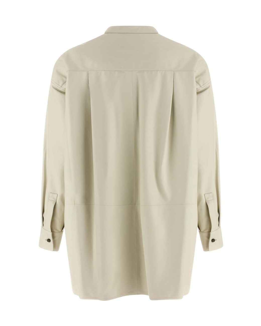 Yves Salomon White Oversized Leather Shirt