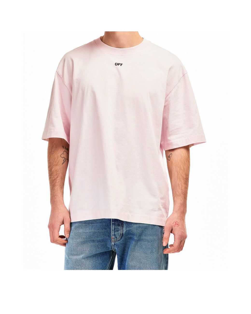 Off-White c/o Virgil Abloh Pink Paint Arrow Oversized T-Shirt for men