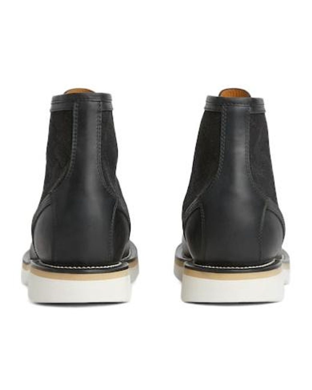 Gucci Black Leather Chukka Boots with Blue Laces Gucci Z32105 Mens Blue/Black Street Style Plain Leather Logo  main image 4