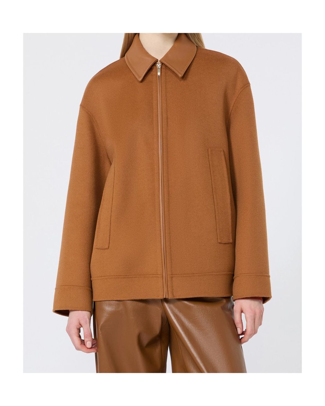 Max Mara Brown Studio Zip-Up Collar Jackets