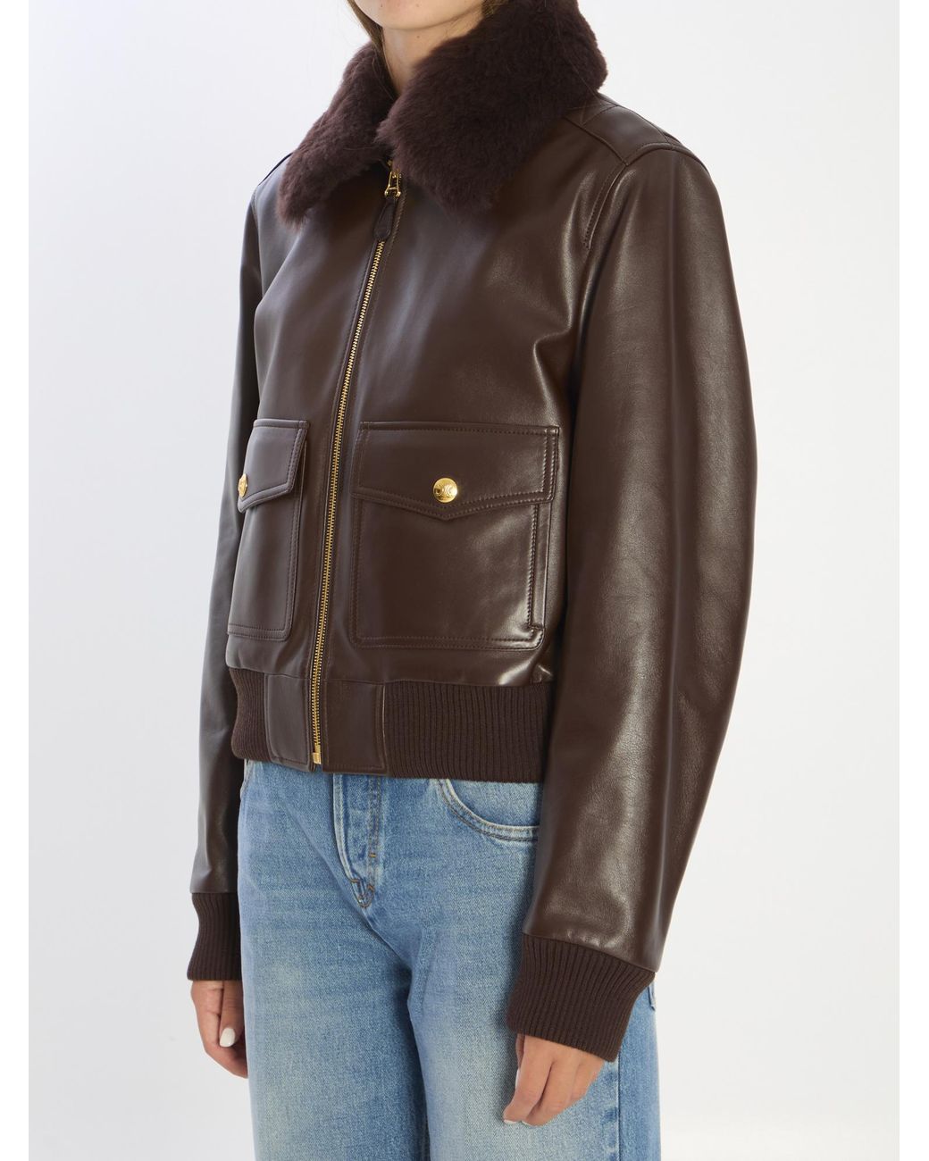 Céline Brown Aviator Blouson Jacket