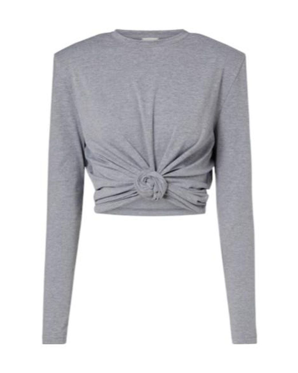 Magda Butrym Gray Cropped Cotton-Blend Jersey T-Shirt