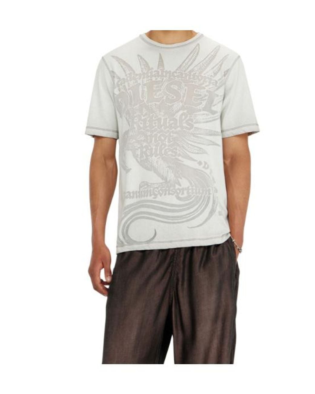 DIESEL White T-Rawjust-Aa1 Crewneck T-Shirt for men