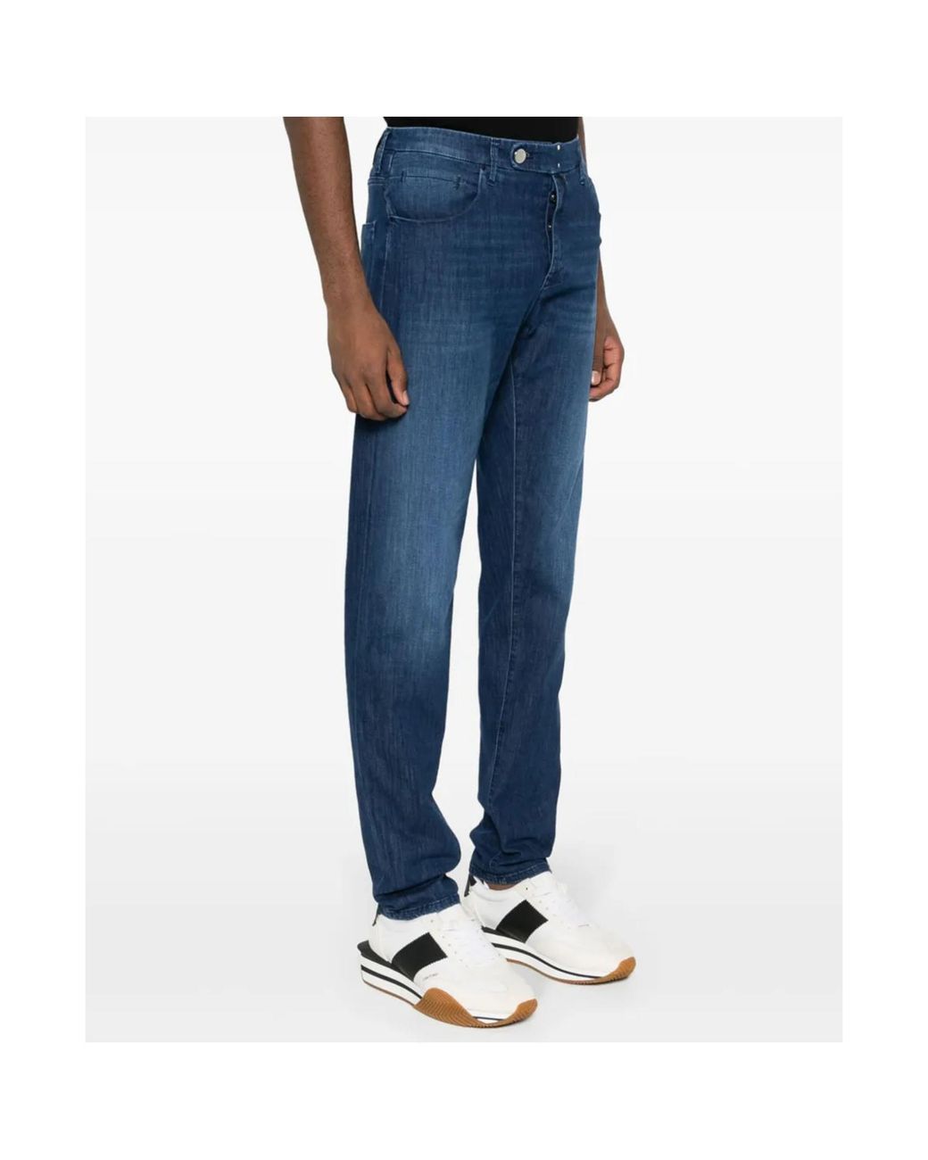 Incotex Blue Logo-Patch Tapered Jeans for men