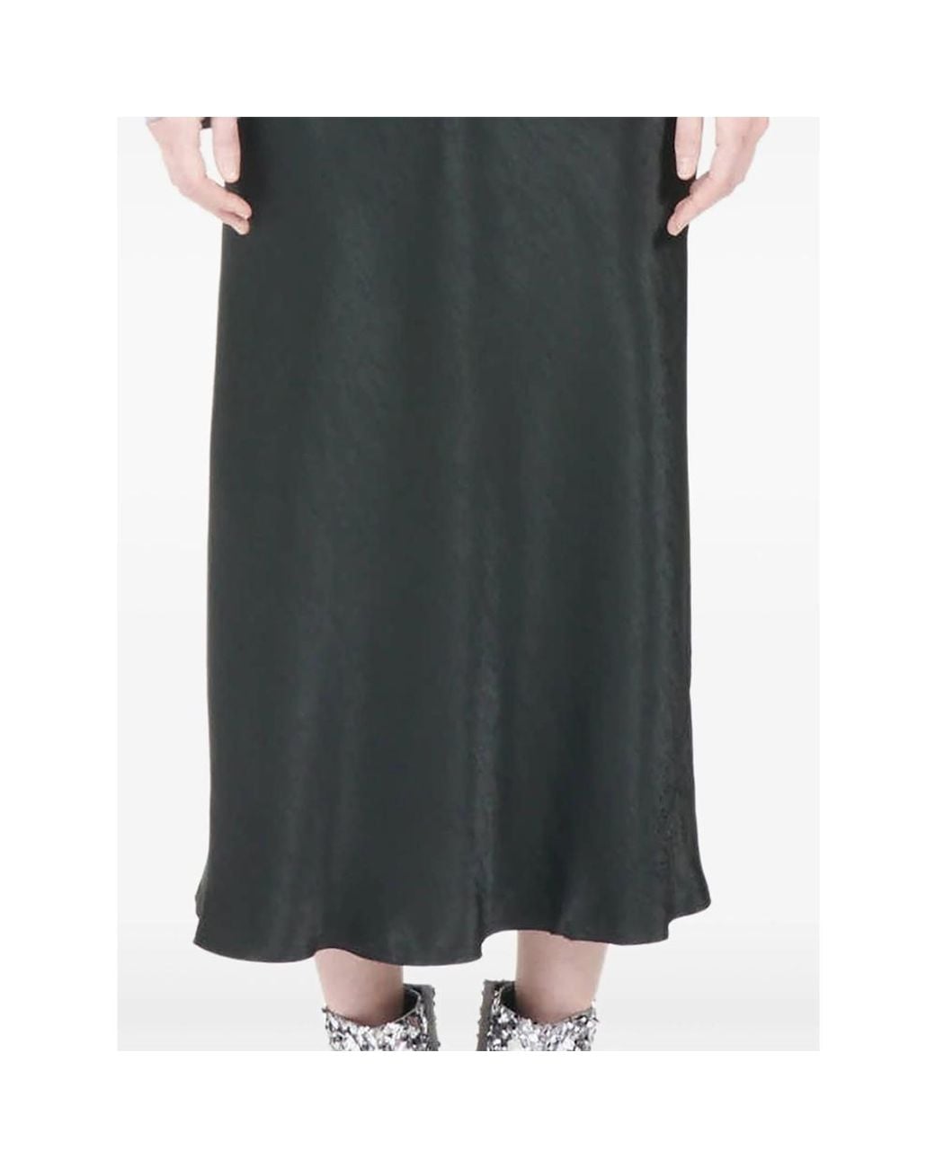 Maison Margiela Black Midi-Length Flared Hem Skirt