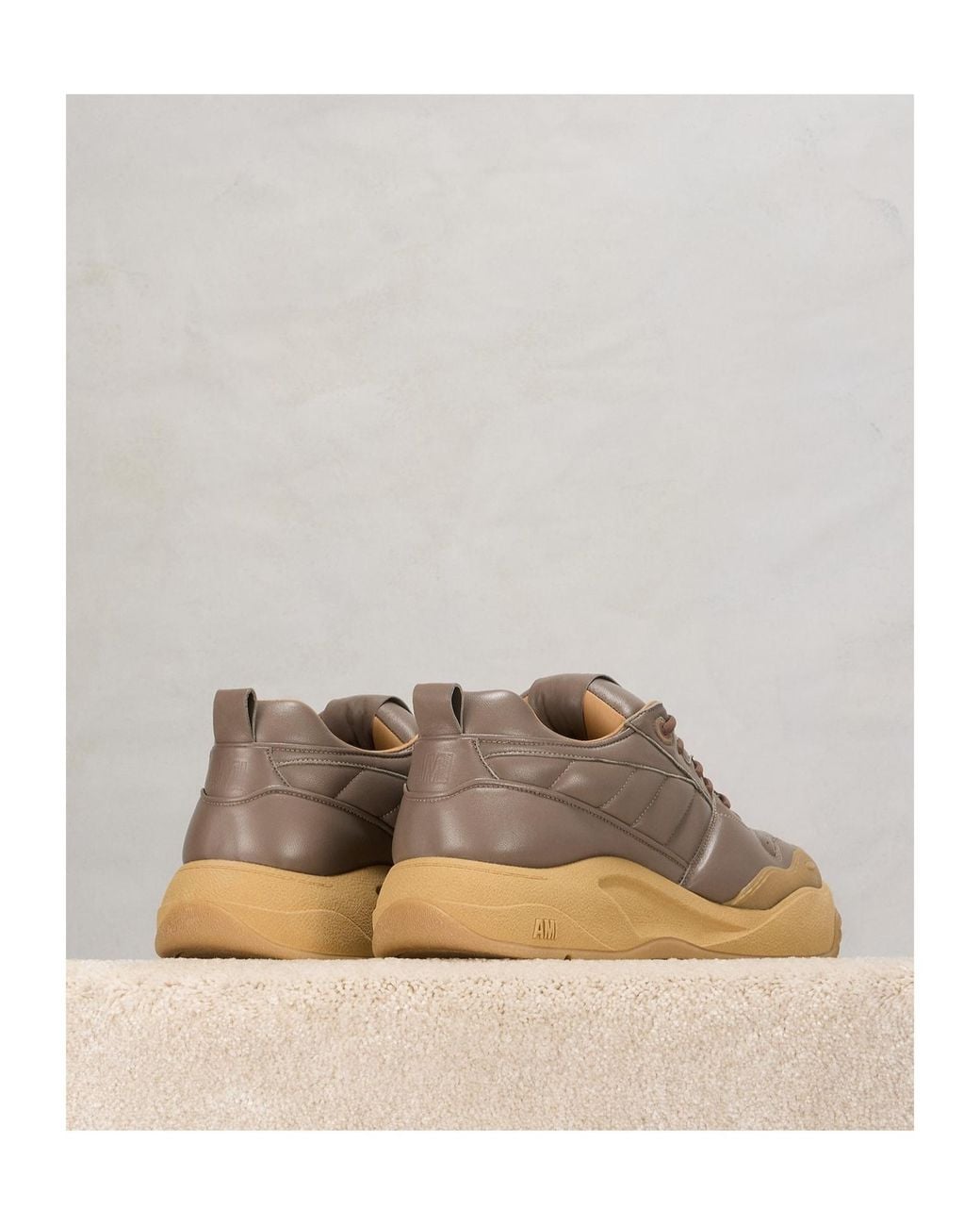 AMI Brown Ami 1509 Panelled Sneakers for men