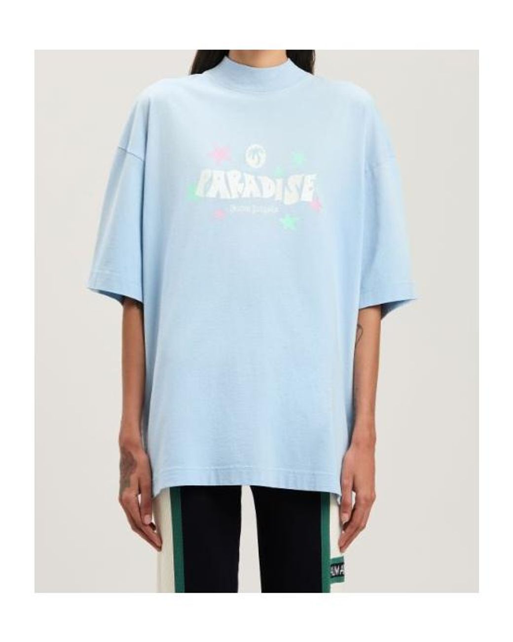 Palm Angels Blue Paradise Palm Printed Drop Shoulder T-Shirt