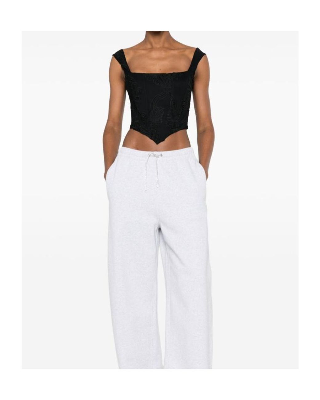 GIUSEPPE DI MORABITO Black Embroidered Corset Top