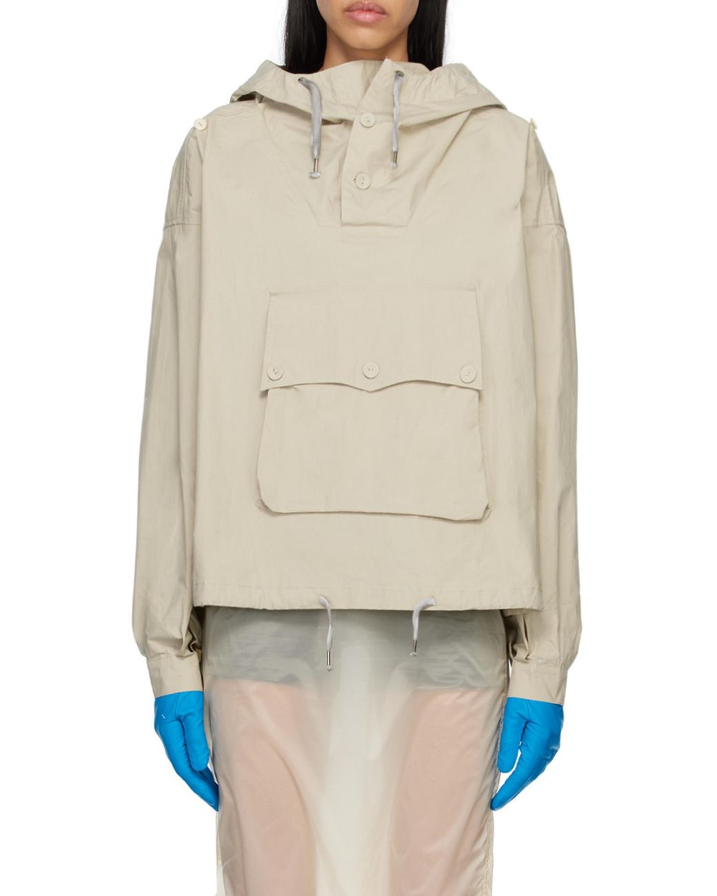 Maison Margiela Natural Drawstring Hooded Performance Jacket for men
