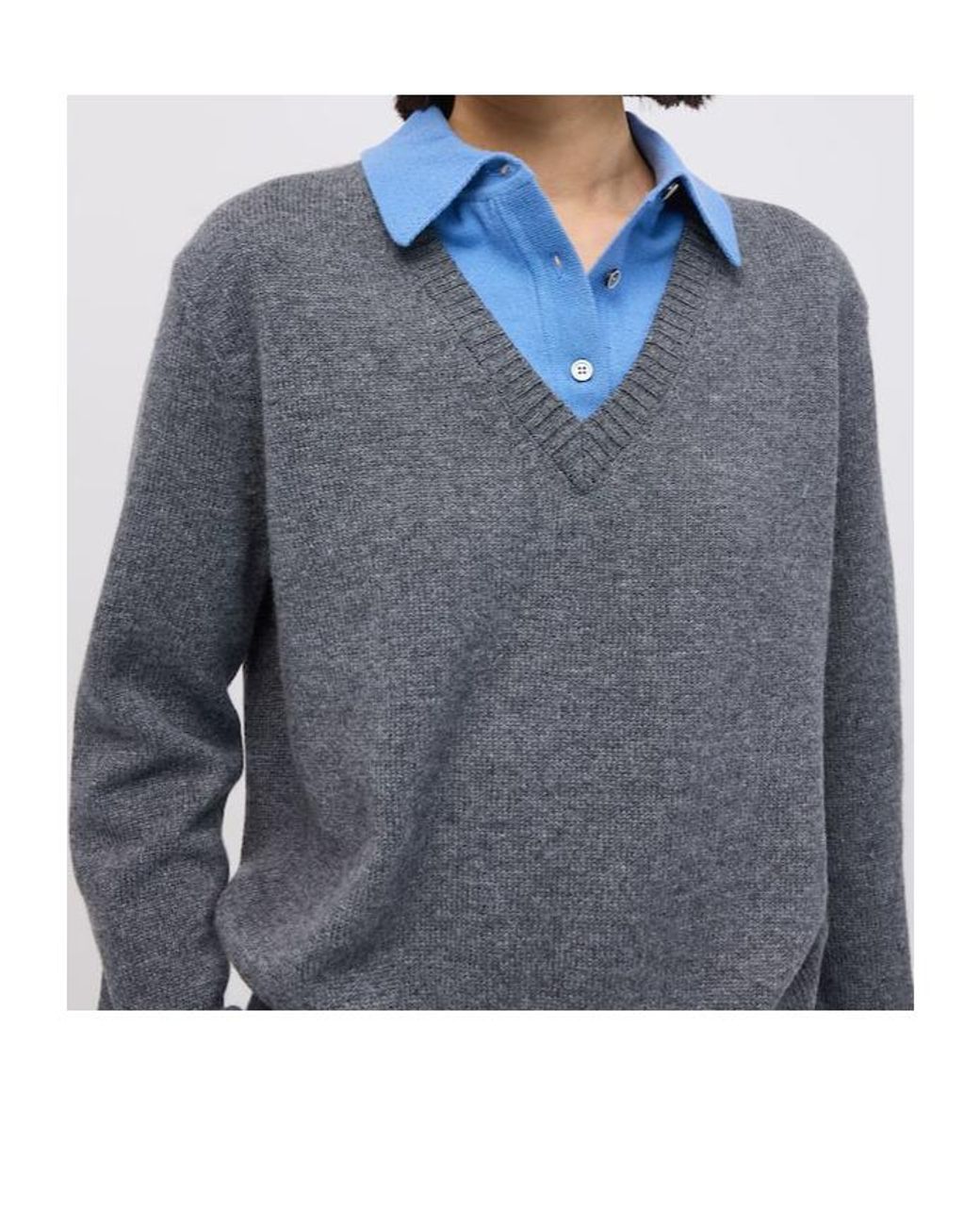 Juun.J Gray Long-Sleeve Collared Knit Top