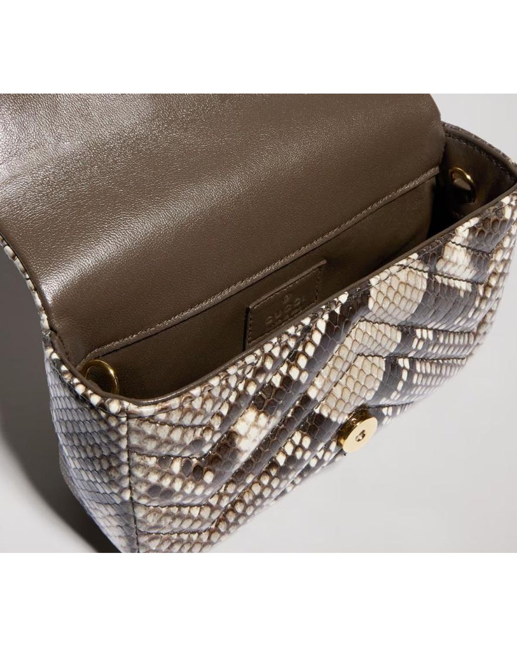 Gucci White Gg Marmont Python Mini Shoulder Bag