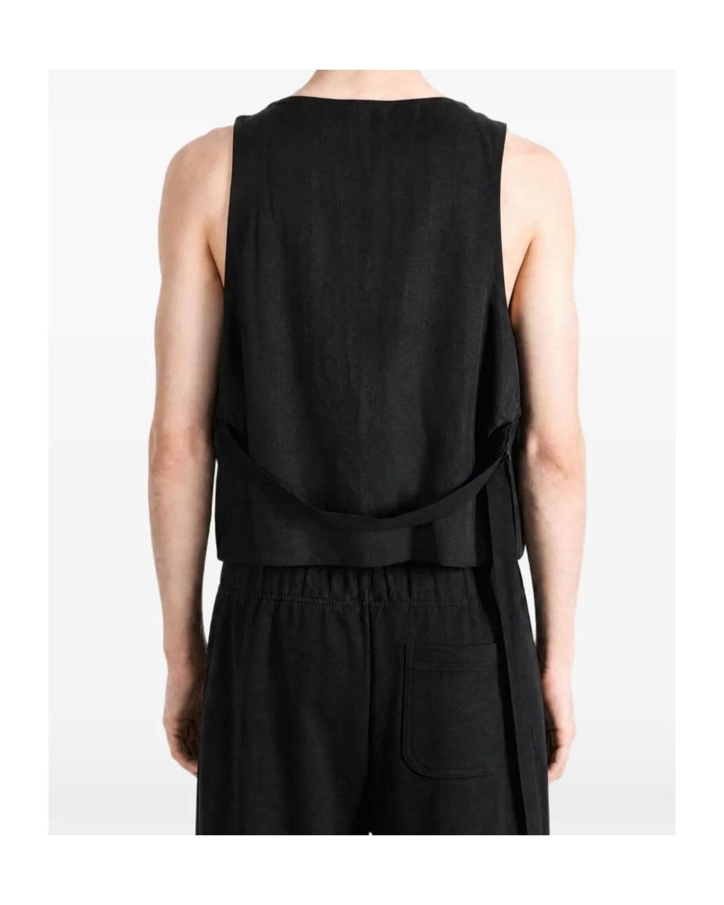 Ann Demeulemeester Black V-Neck Button-Up Waistcoat for men