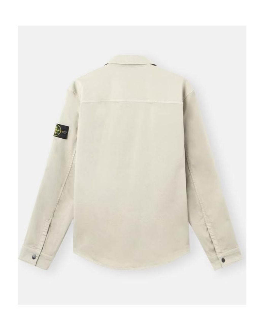 Stone Island Natural Logo Patch Zip-Up Shirt for men
