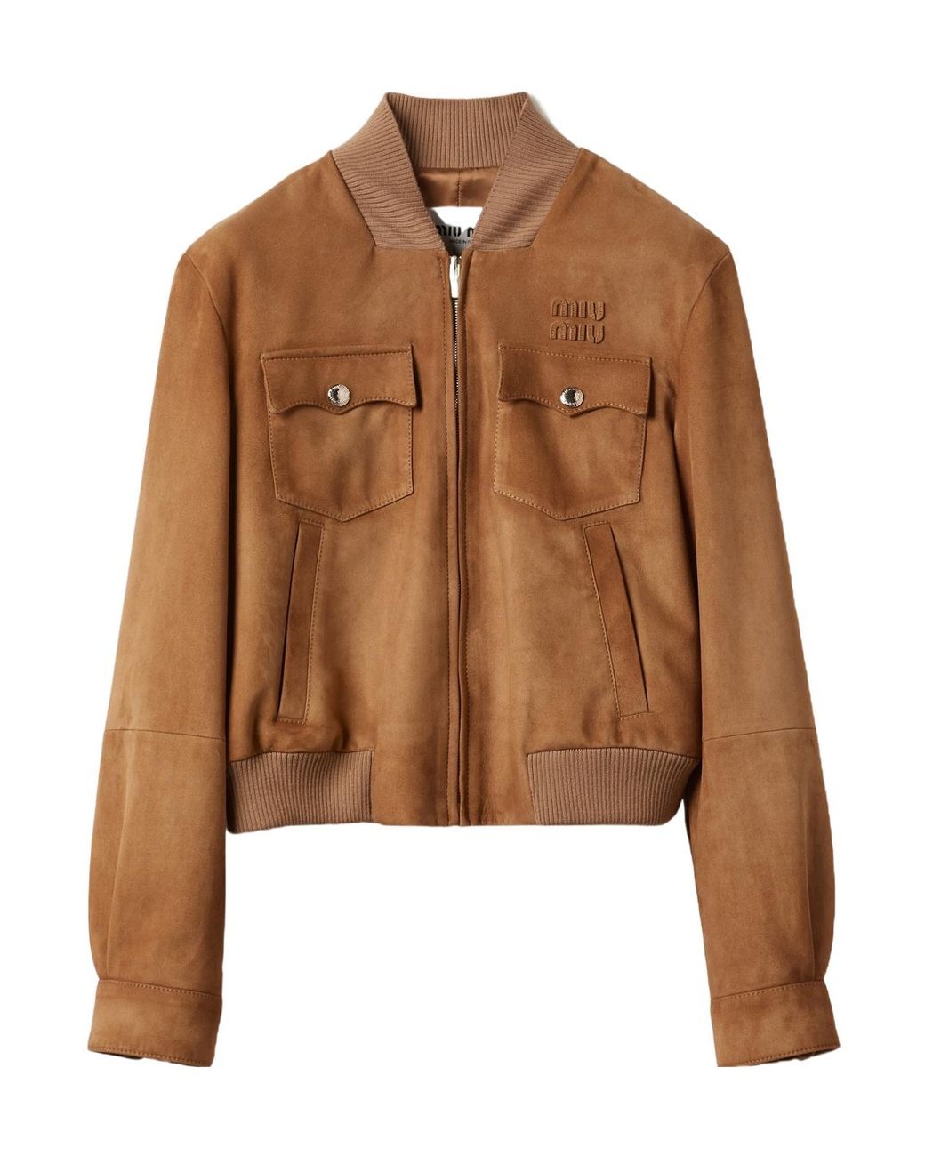 Miu Miu Brown Long-Sleeved Zipped Jacket