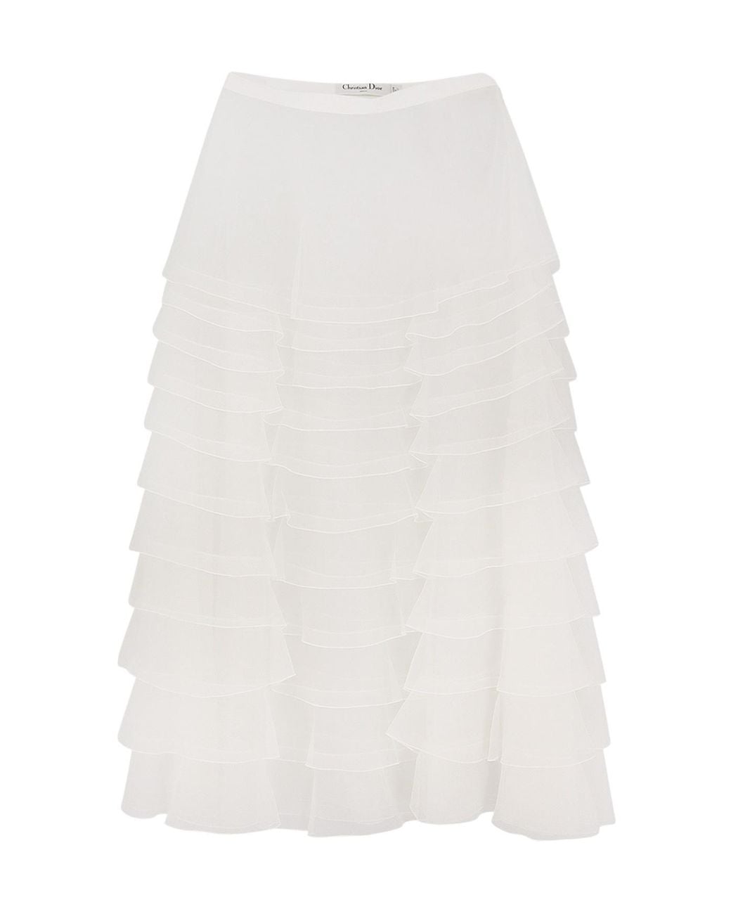 Dior White Christian Mid-Length Ruffled Skirt