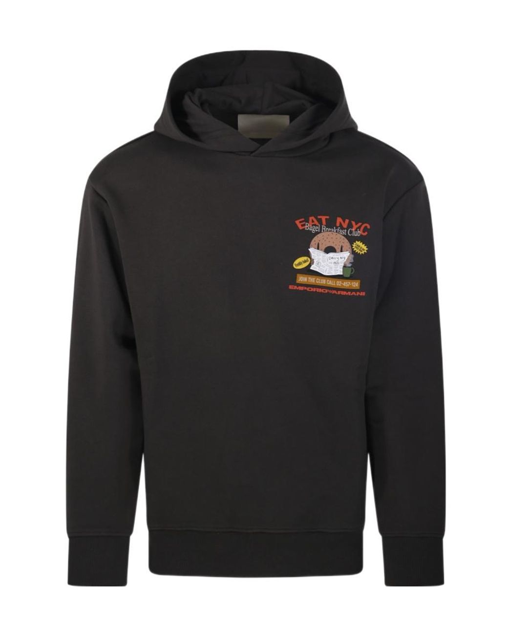 Emporio Armani Black Logo-Printed Hoodie for men