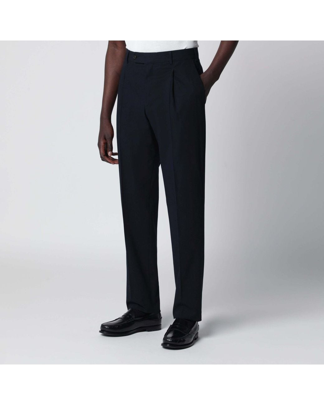 PT01 Black Pleated-Detail Trousers for men