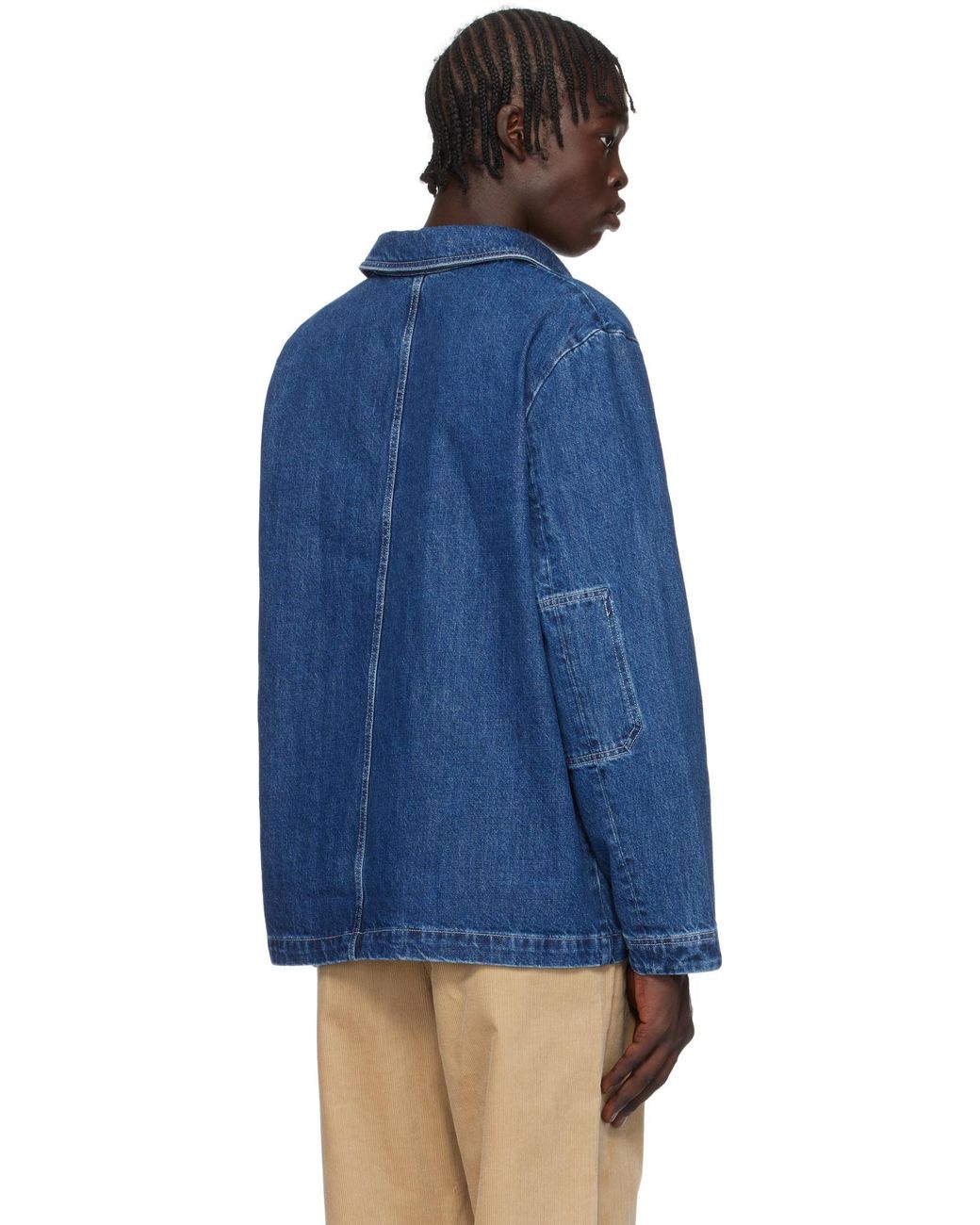 A.P.C. Blue Logo Patch Denim Overshirt for men