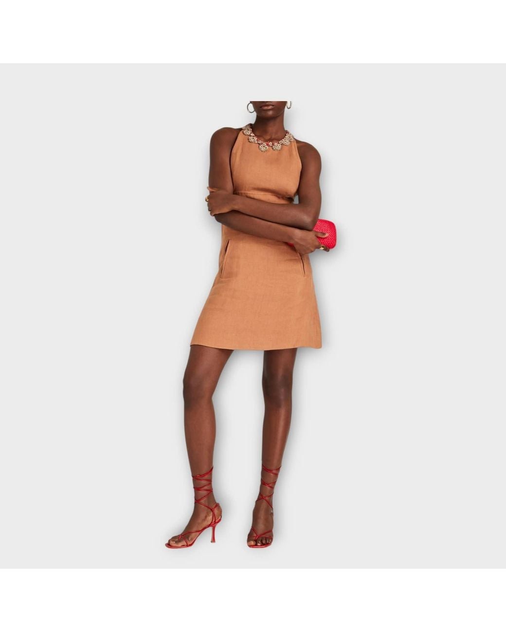 Valentino Brown Sleeveless Dress