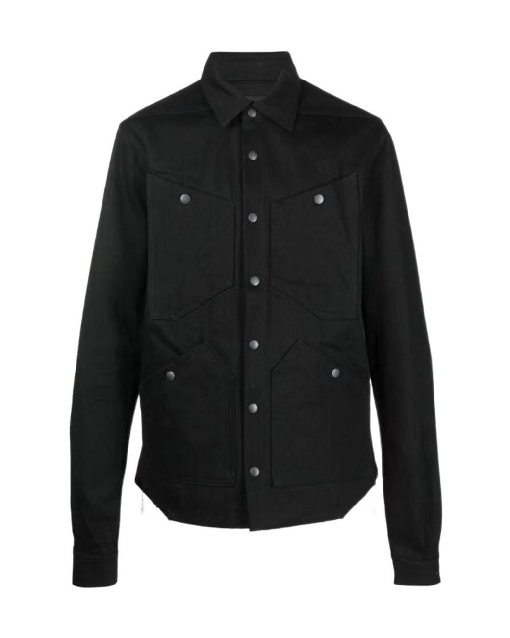 Rick Owens Black Patch Pocket Cotton Shirt Jacket for men