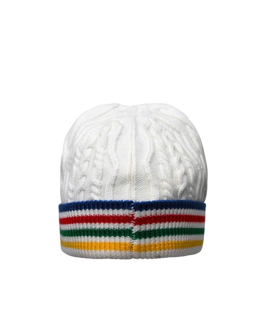 Casablanca White Striped Cable-Knit Wool Beanie for men