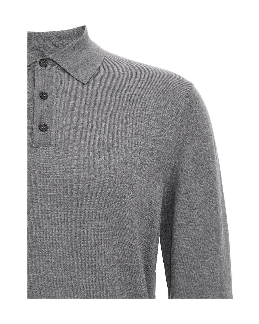 Zanone Gray Flexwool Long-Sleeve Polo Shirt for men