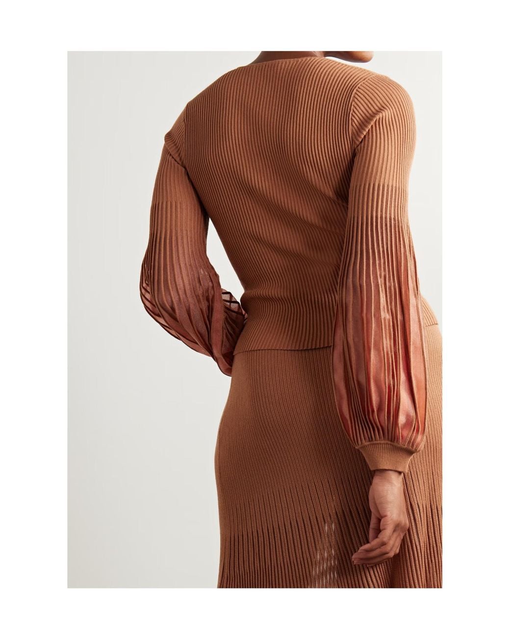 Ulla Johnson Brown Long-Sleeved Ribbed Knit Top