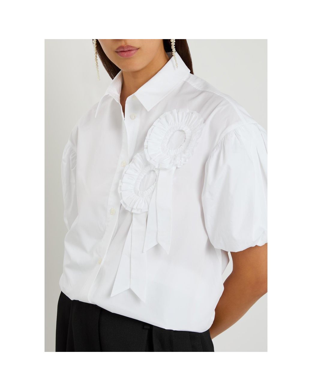 Simone Rocha White Cotton Puff-Sleeve Top