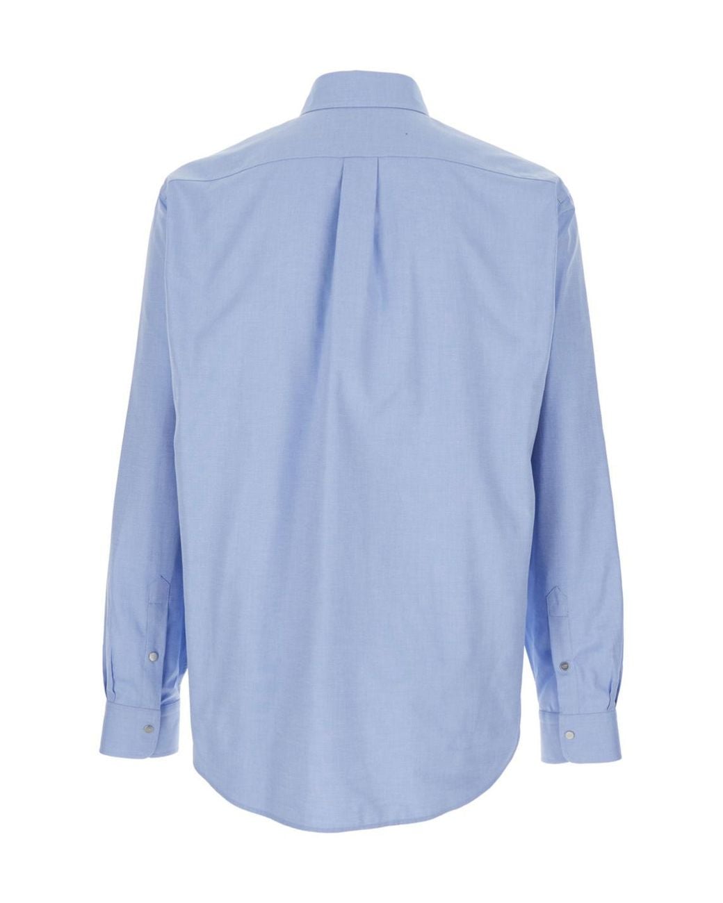 Fendi Blue Logo Embroidered Bown-Down Oxford Shirt for men