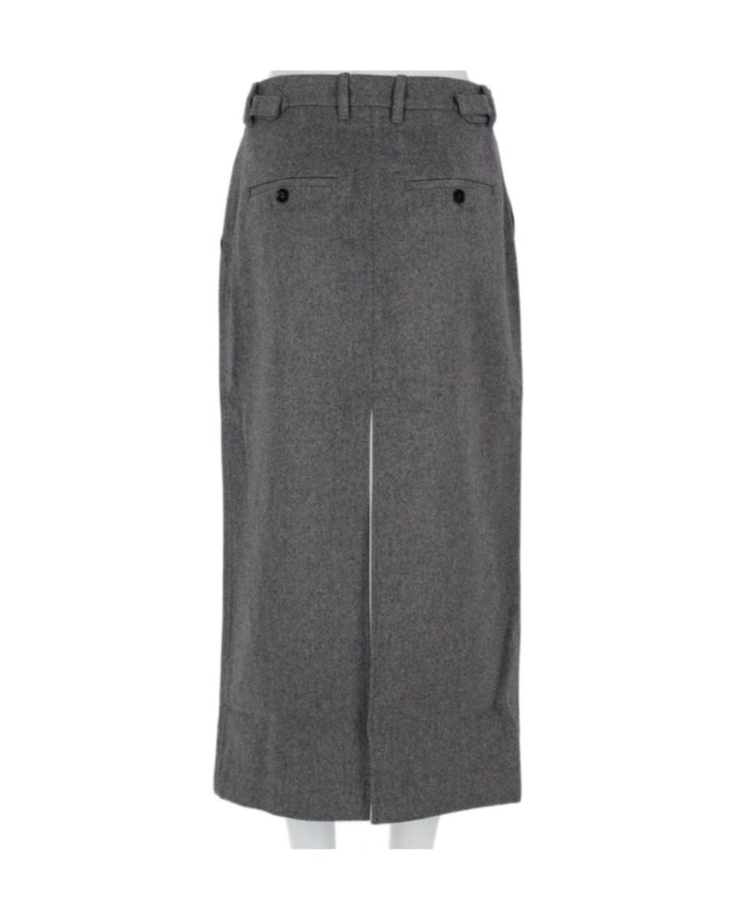 Co. Gray Front-Slit Midi Skirt