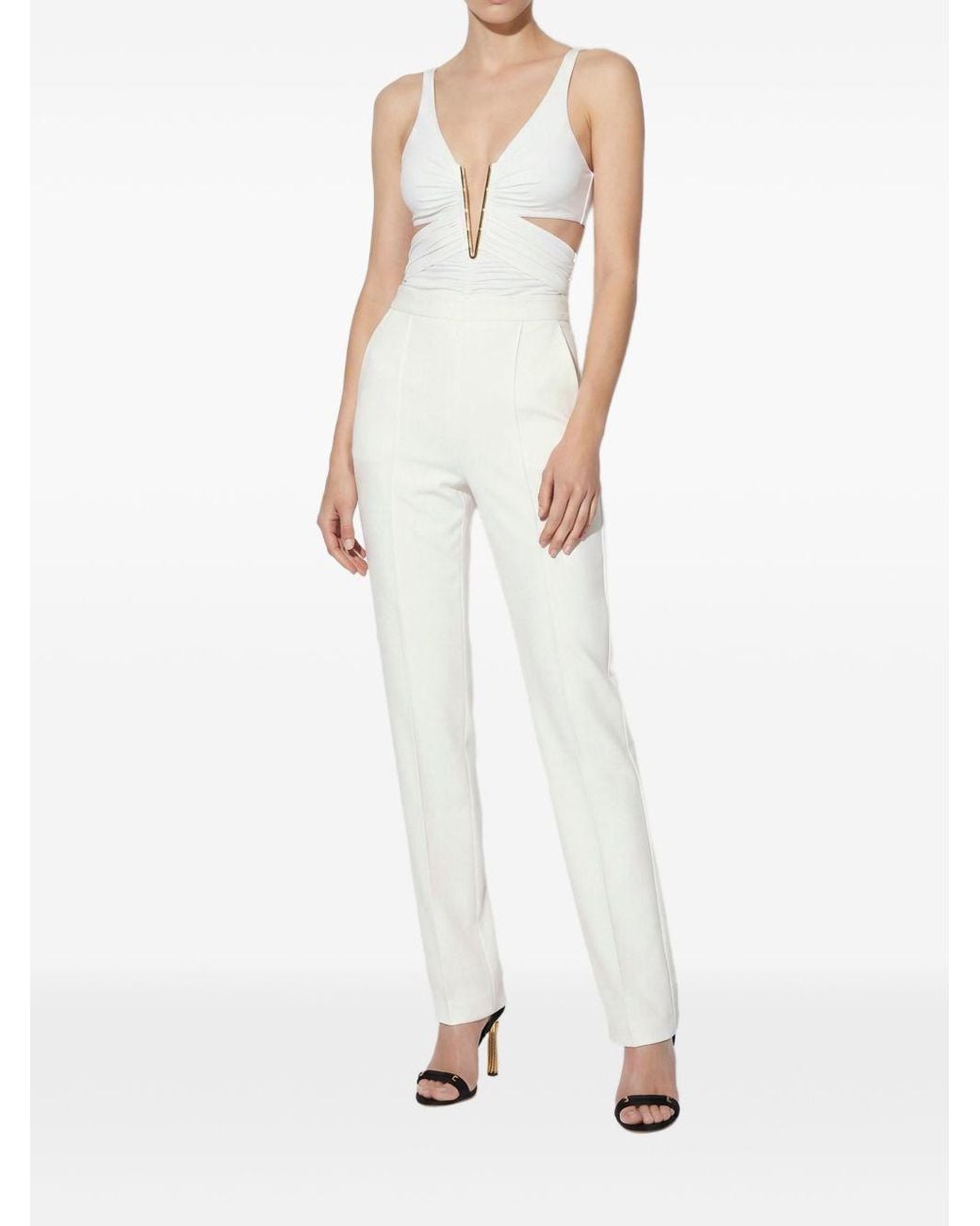 Elisabetta Franchi White Spaghetti-Strap Bodysuit