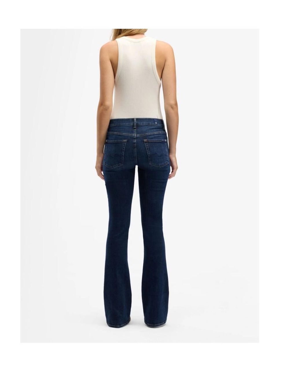 7 For All Mankind Blue Mid Waist Bootcut Jeans