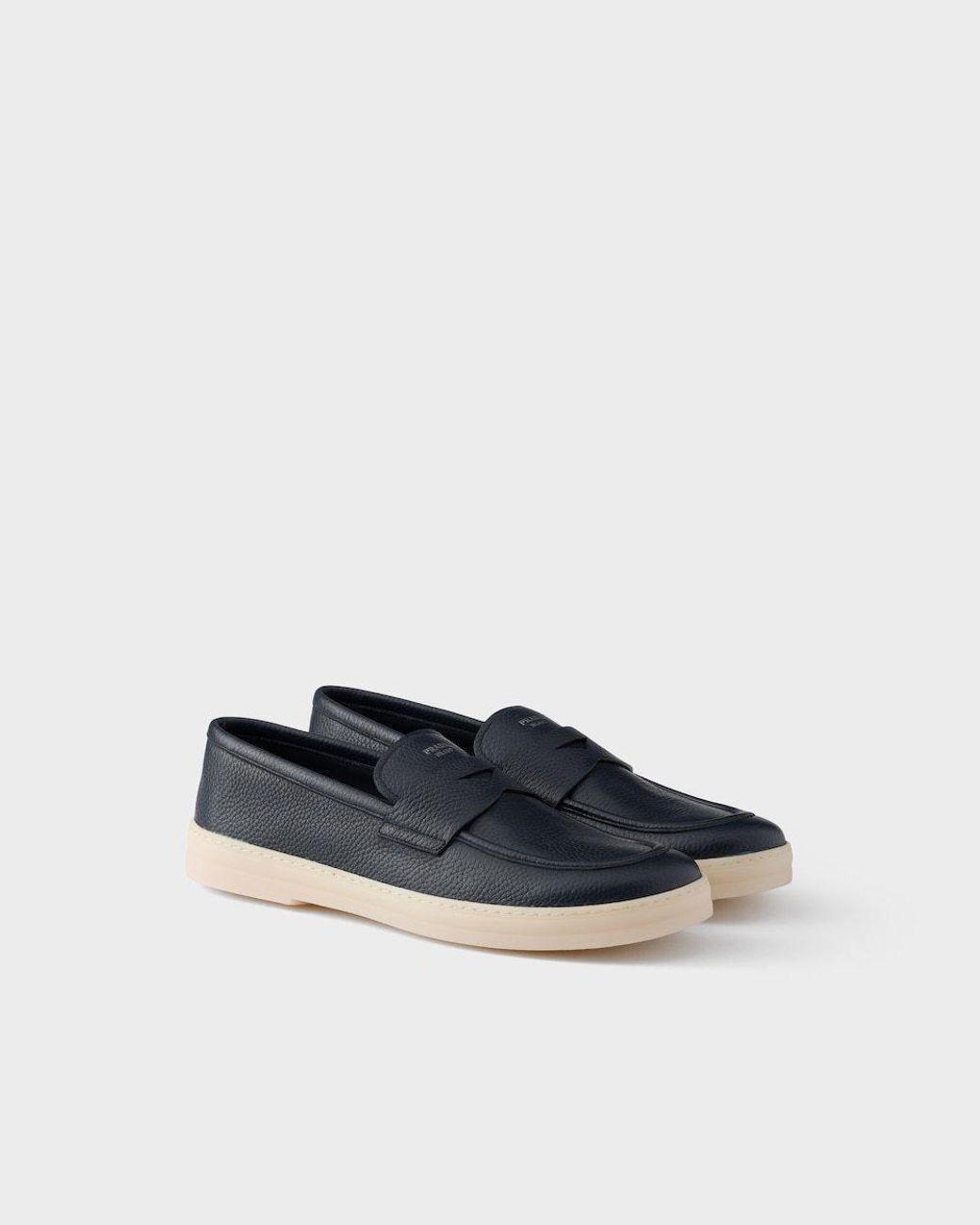 Prada Blue Logo-Detailed Loafers for men
