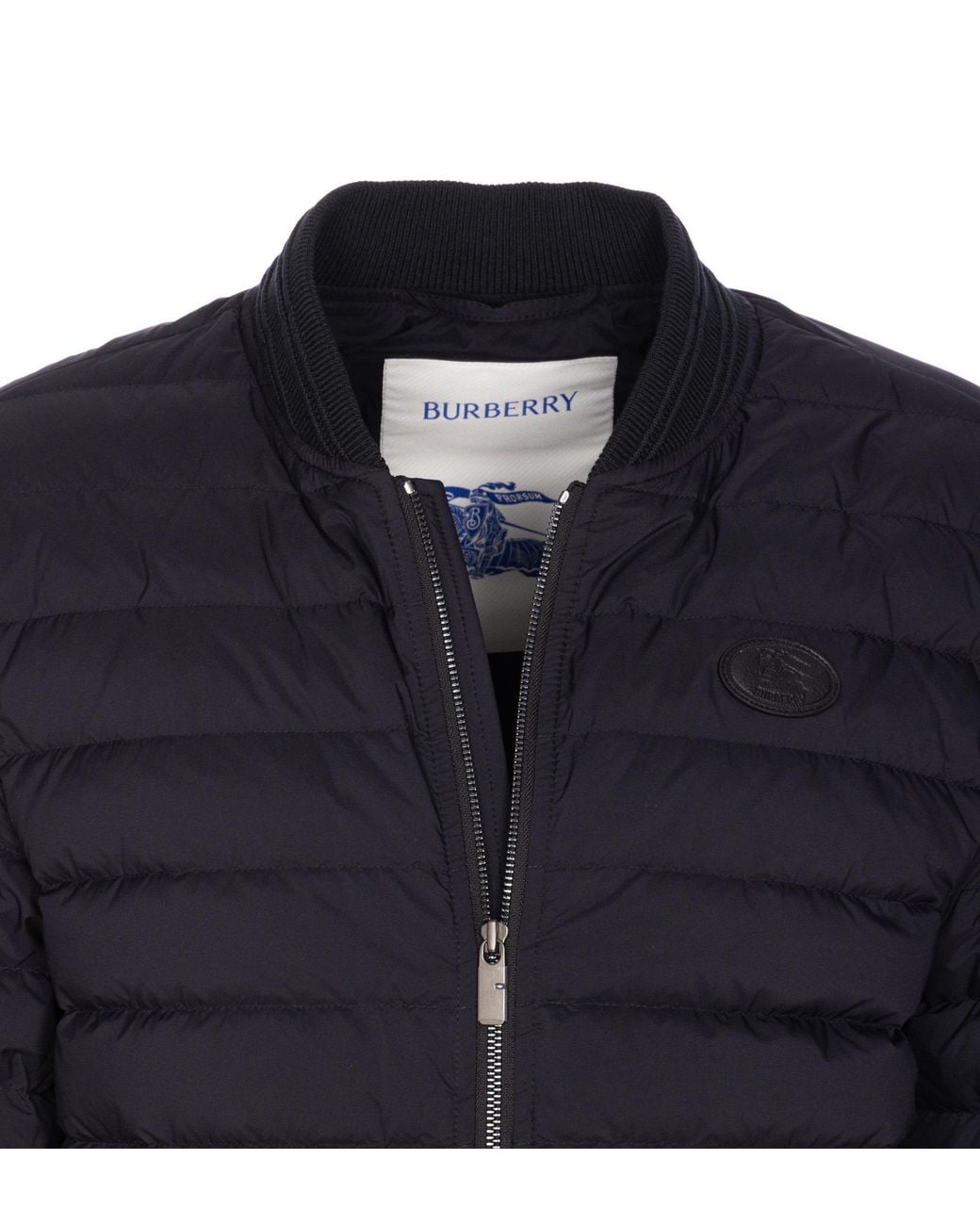 Burberry Blue Logo Detailed Zip-Up Padded Jacket for men