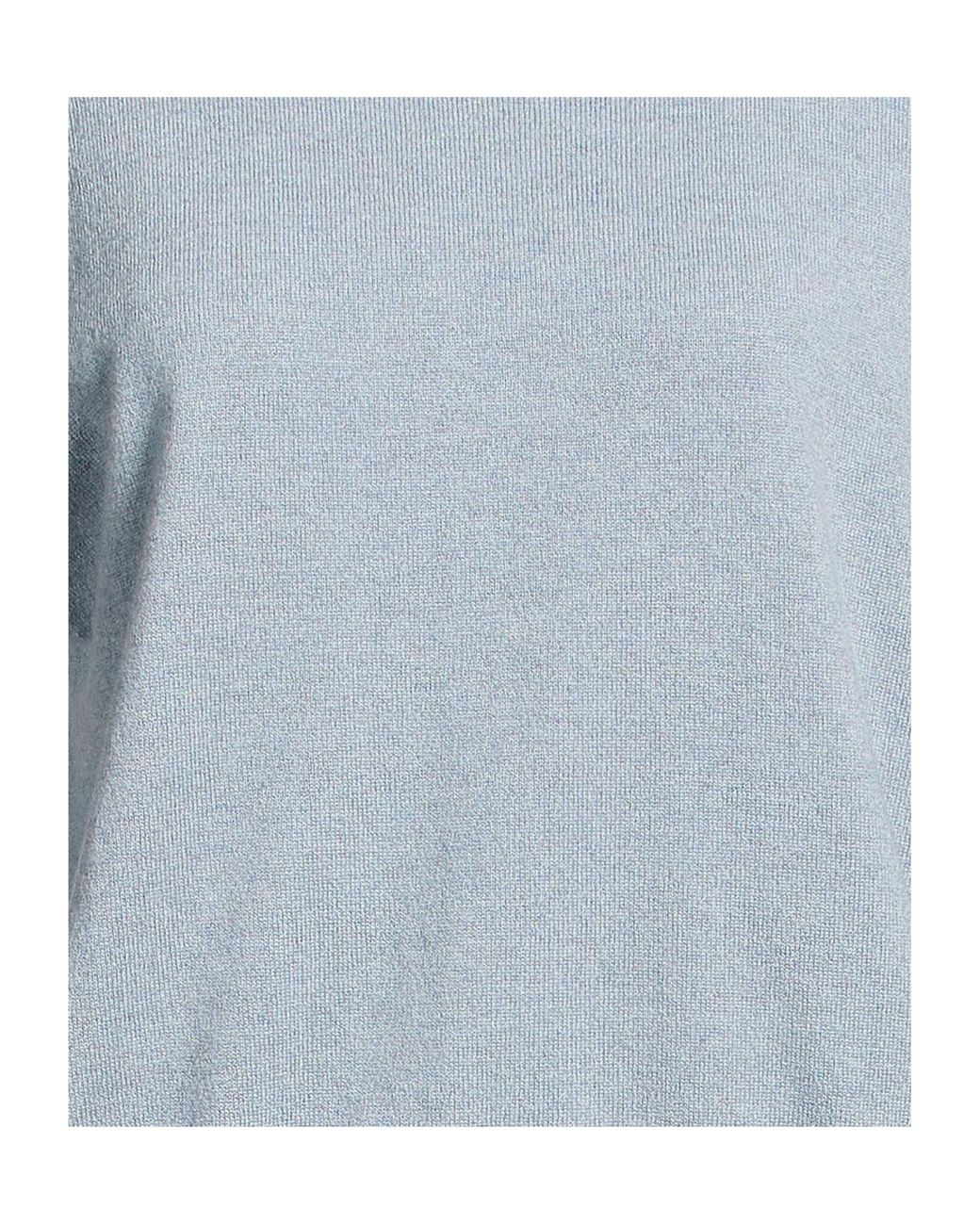 Brunello Cucinelli Blue Minimalist Solidcolor Shortsleeve Knit Sweater