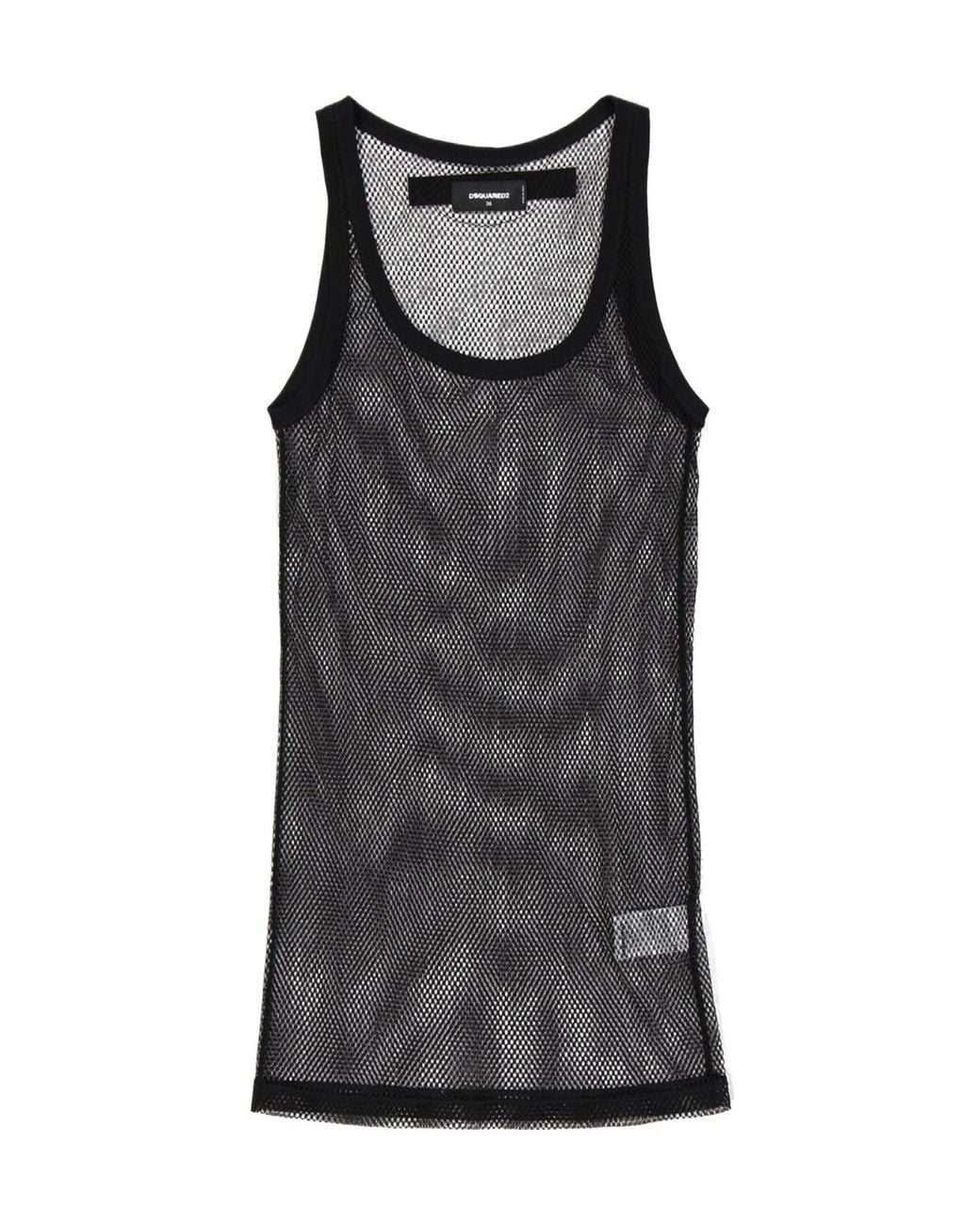 DSquared² Black Longline Mesh Tank Top