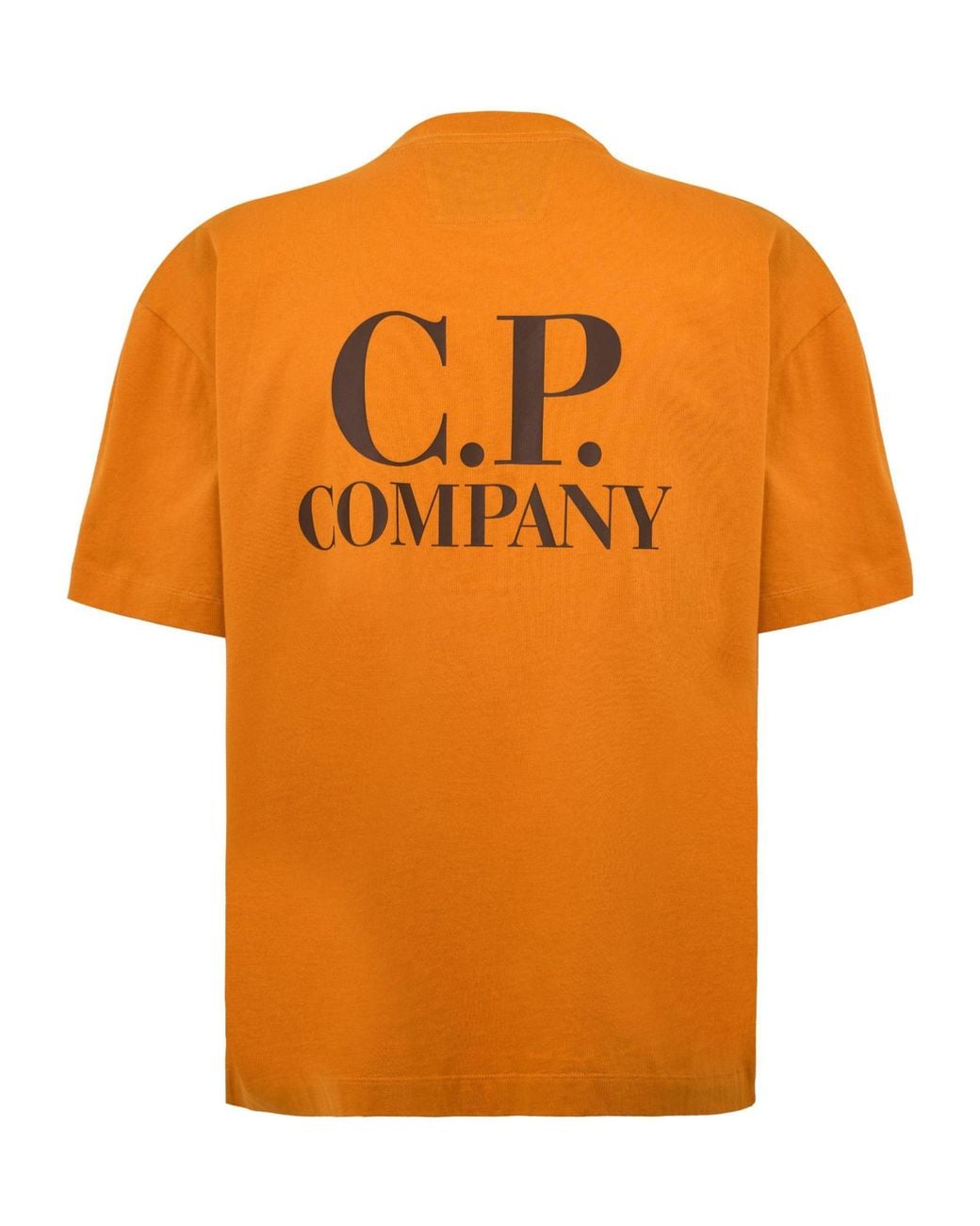 C P Company Orange Logo Crew Neck T-Shirt for men