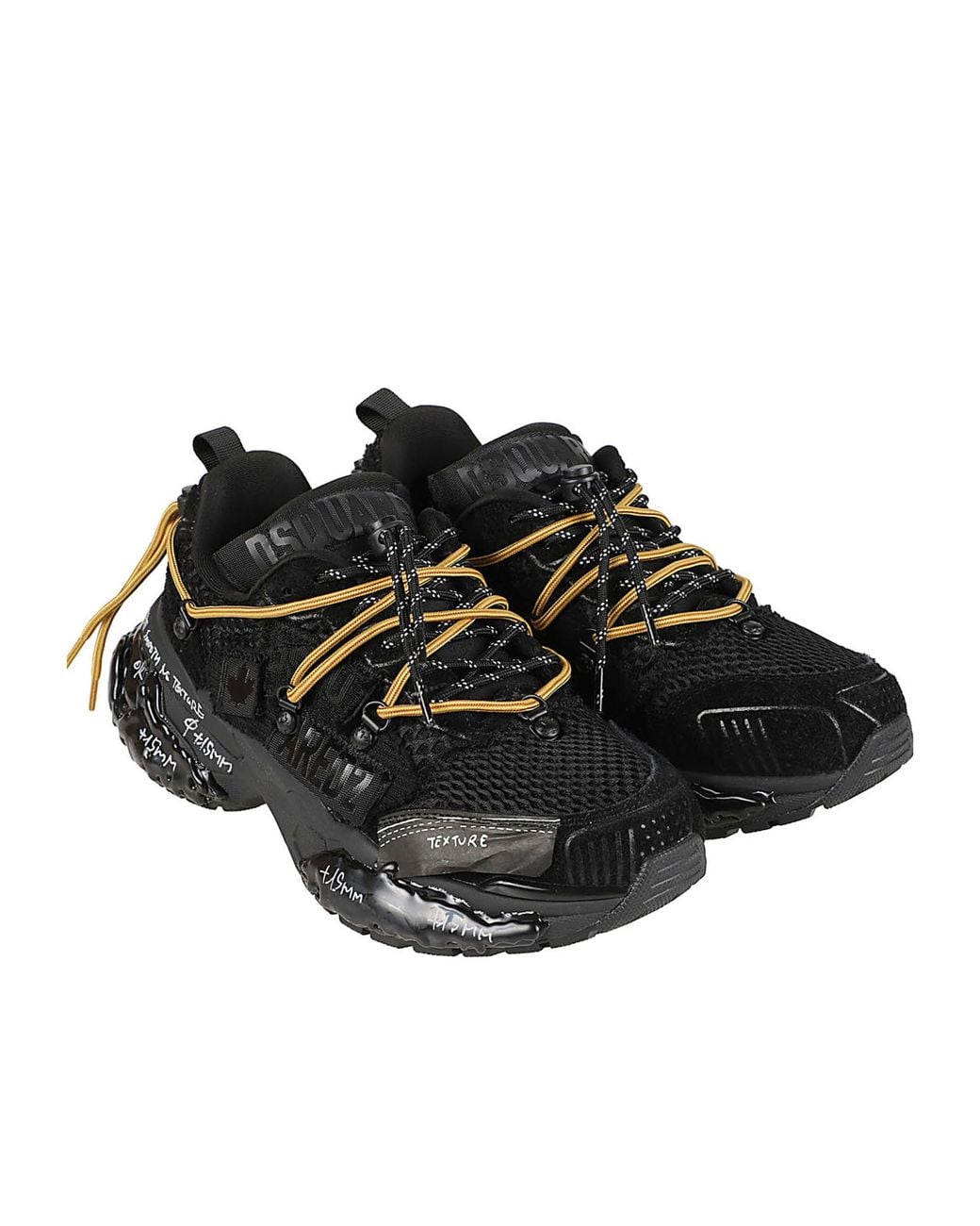 DSquared² Black Faster Calf Leather Accent Low-Top Sneakers for men