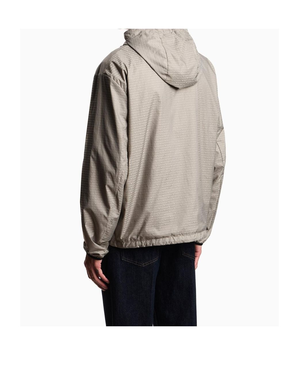 Emporio Armani Gray Zip-Up Hooded Jacket for men