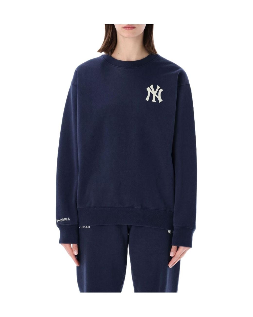 Sporty & Rich Blue Yankees Heritage Crewneck Sweatshirt