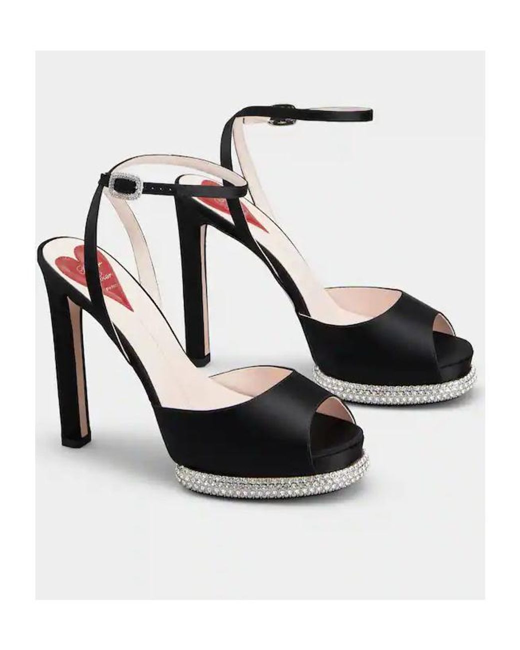Roger Vivier Black Viv' Choc Strass Platform Sandals
