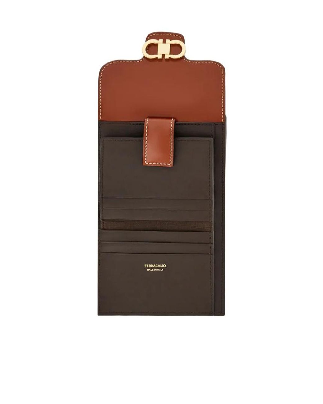 Ferragamo Brown Gancini Compact Wallet