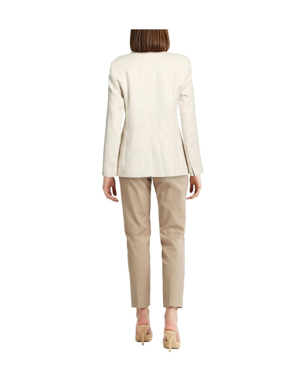 Max Mara Natural Minimalist Single-Breasted Linen Blazer