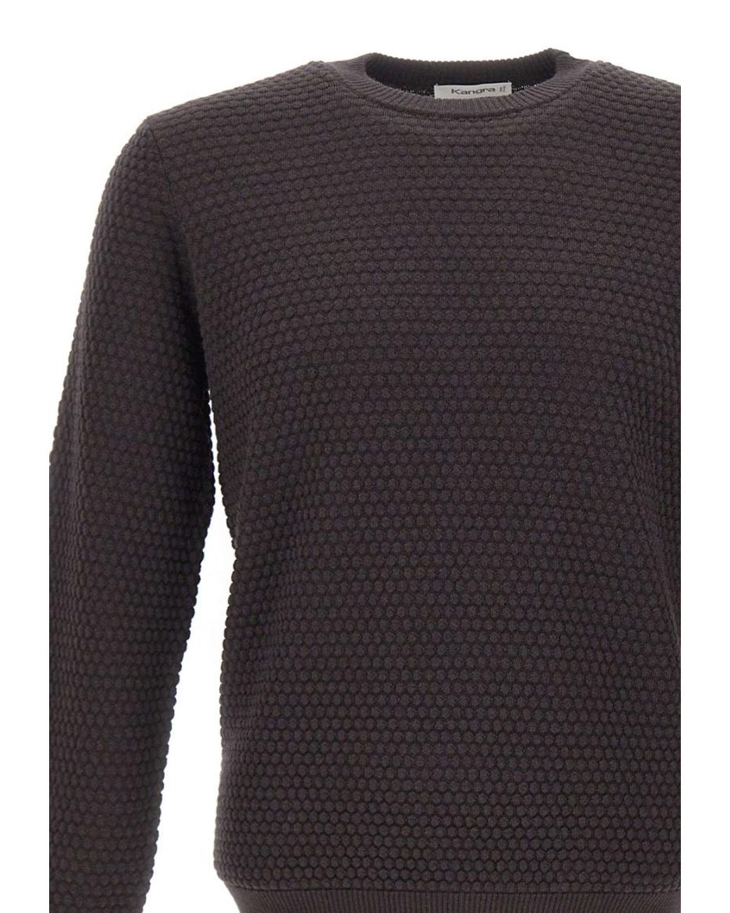 Kangra Cashmere Blue Kangra Textured Crew-Neck Knitted Jumper for men