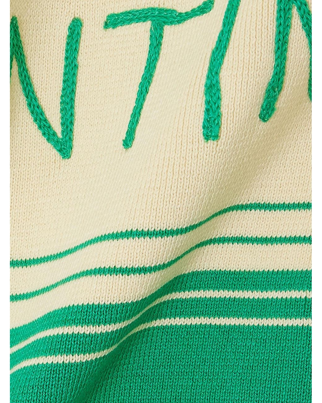 Valentino Green Stripe Detailed Crewneck Top