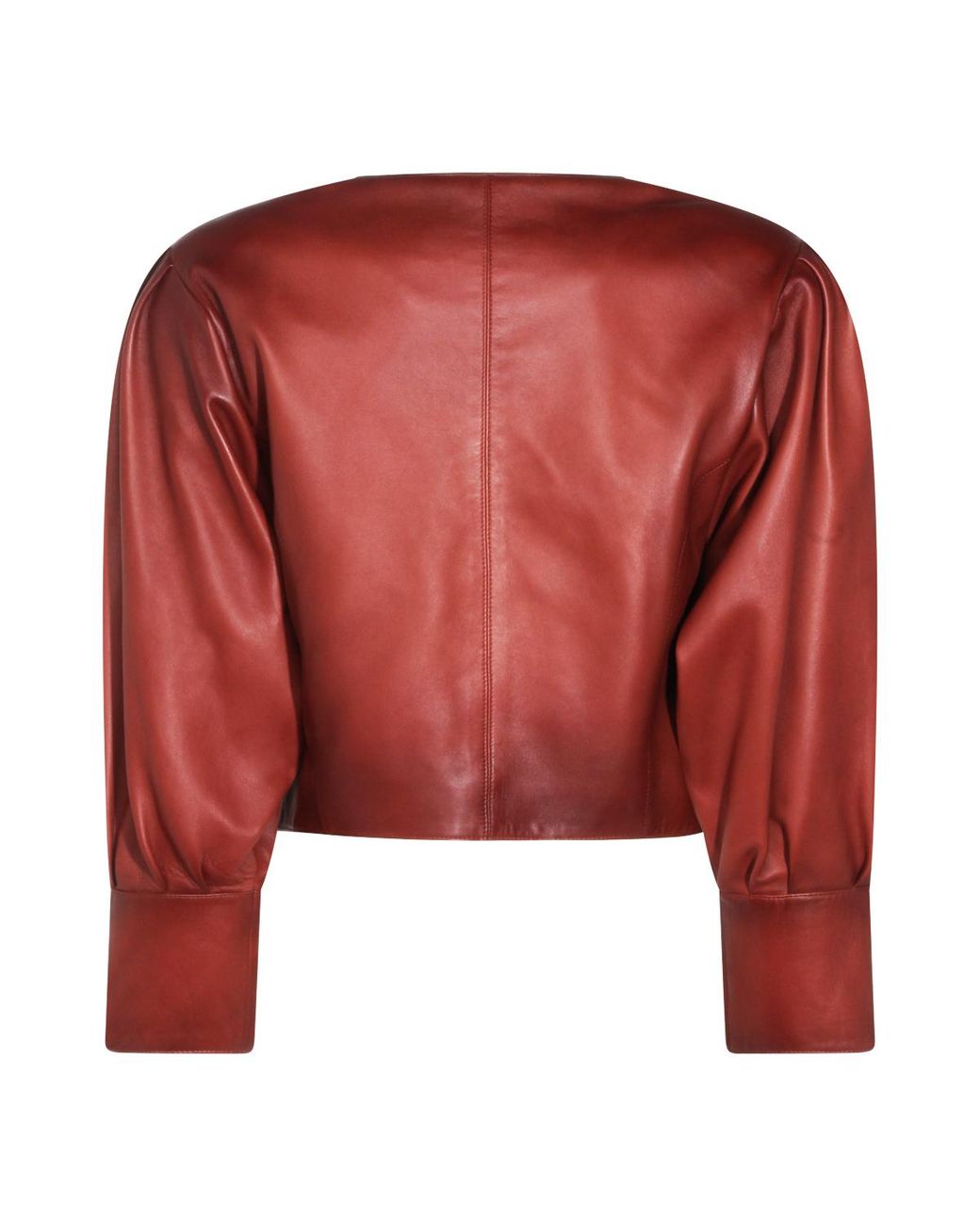 Chloé Red Chloé Collarless Leather Cropped Jacket
